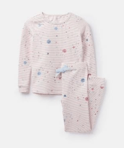 204649-PNKGALAXY Pink striped pajama with planet print  96% cotton 4% elastane 1 through 12
